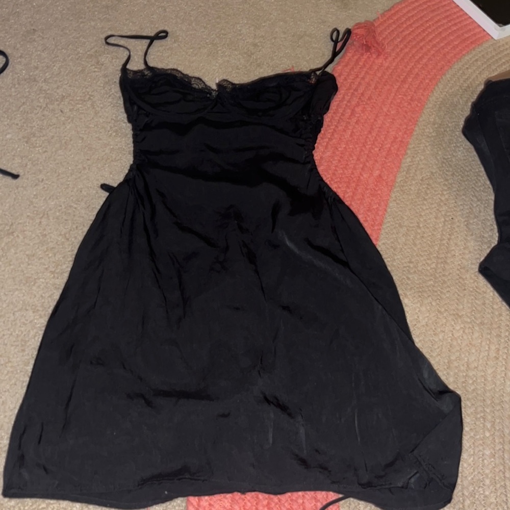 Princess Polly black mini dress with side cutouts